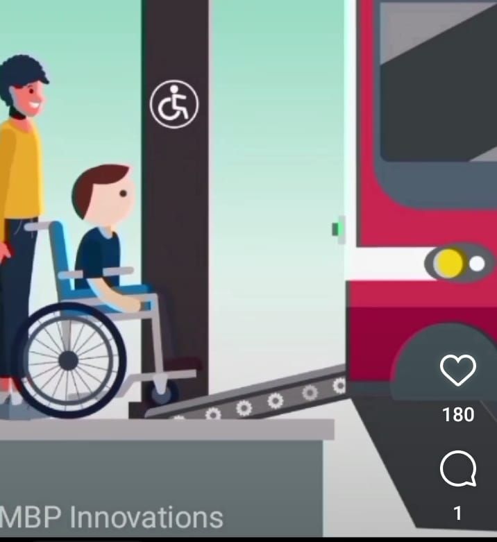 Retractable ramp & Built-in Manual wheelchair ramp for trains.