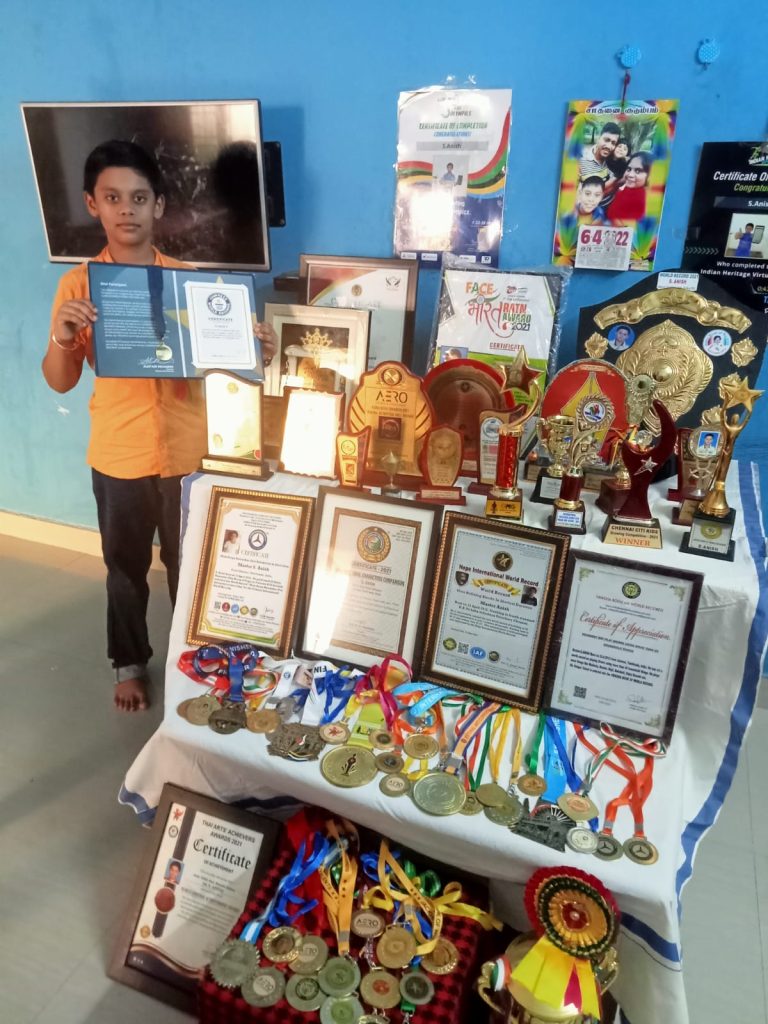 35 world records at age 10 and S.Anish, a record holder from Velachery, Chennai, holds two Guinness World Records.