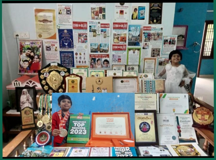 S.Jaanvi from Velachery, Chennai, Tamil Nadu has set 10 world records at the age of 3.