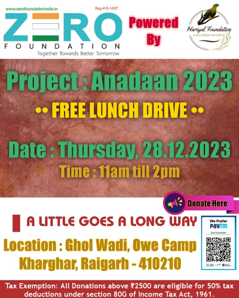 Zero Foundation Celebrates Second Anniversary with Free Lunch Drive in Kharghar