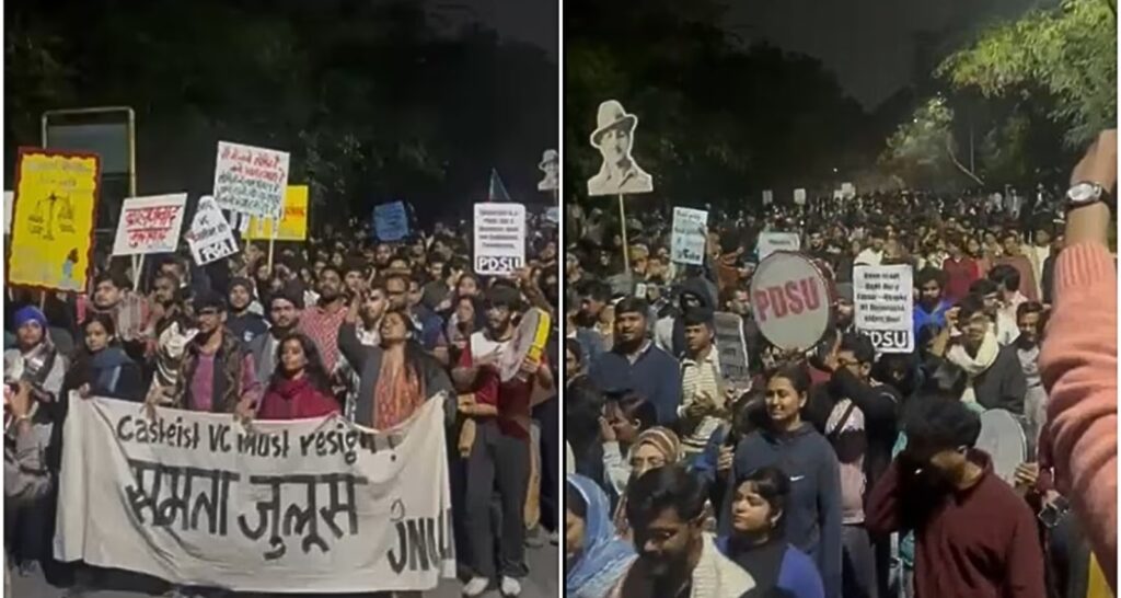 Protest in opposition to VC turns violent in JNU Protest against VC turns violent in JNU