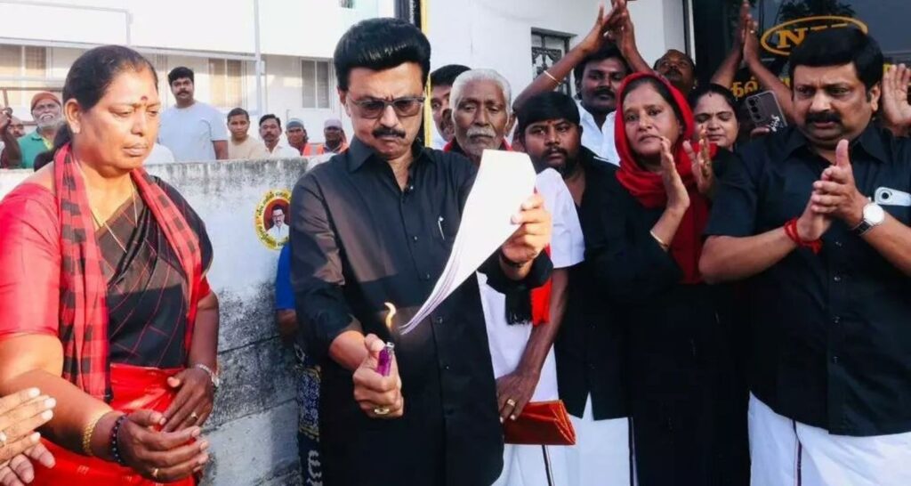 Tamil Nadu CM Stalin slams delimitation, burns bill copy