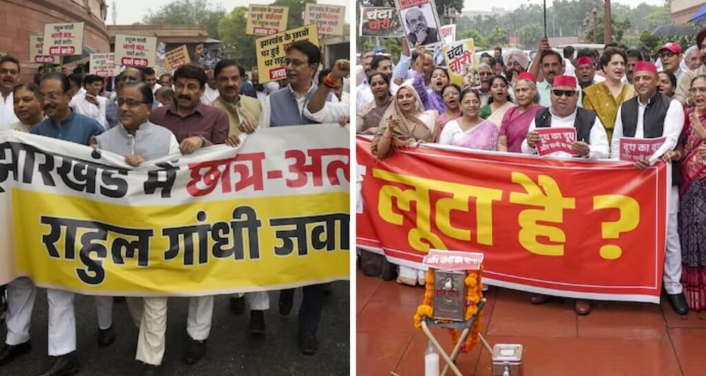NDA, Oppn MPs dangle parallel protests, come head to head NDA, Oppn MPs hold parallel protests, come face to face